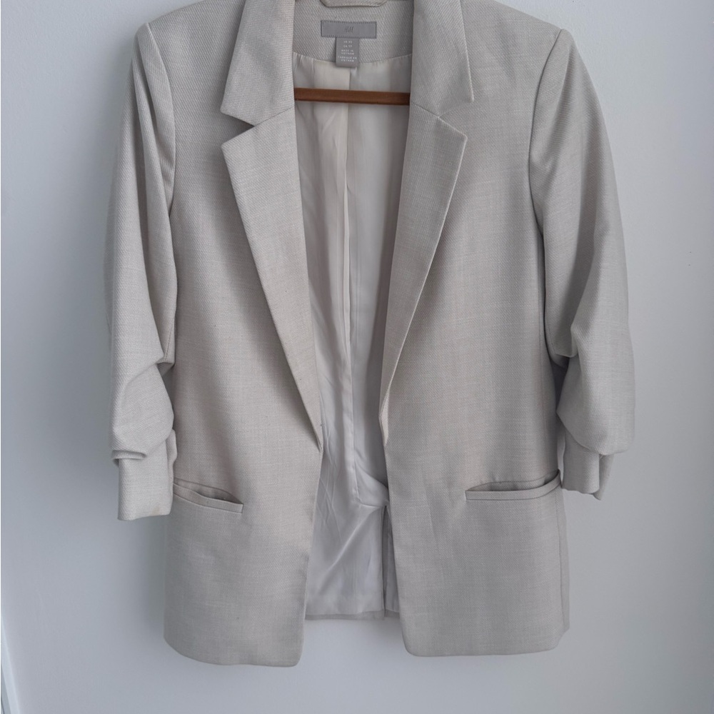 H&M Cream Tailored Blazer with Notched Lapels